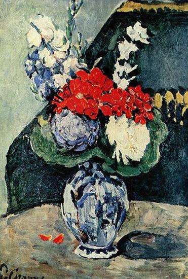 Stilleben, Delfter Vase mit Blumen, Paul Cezanne
